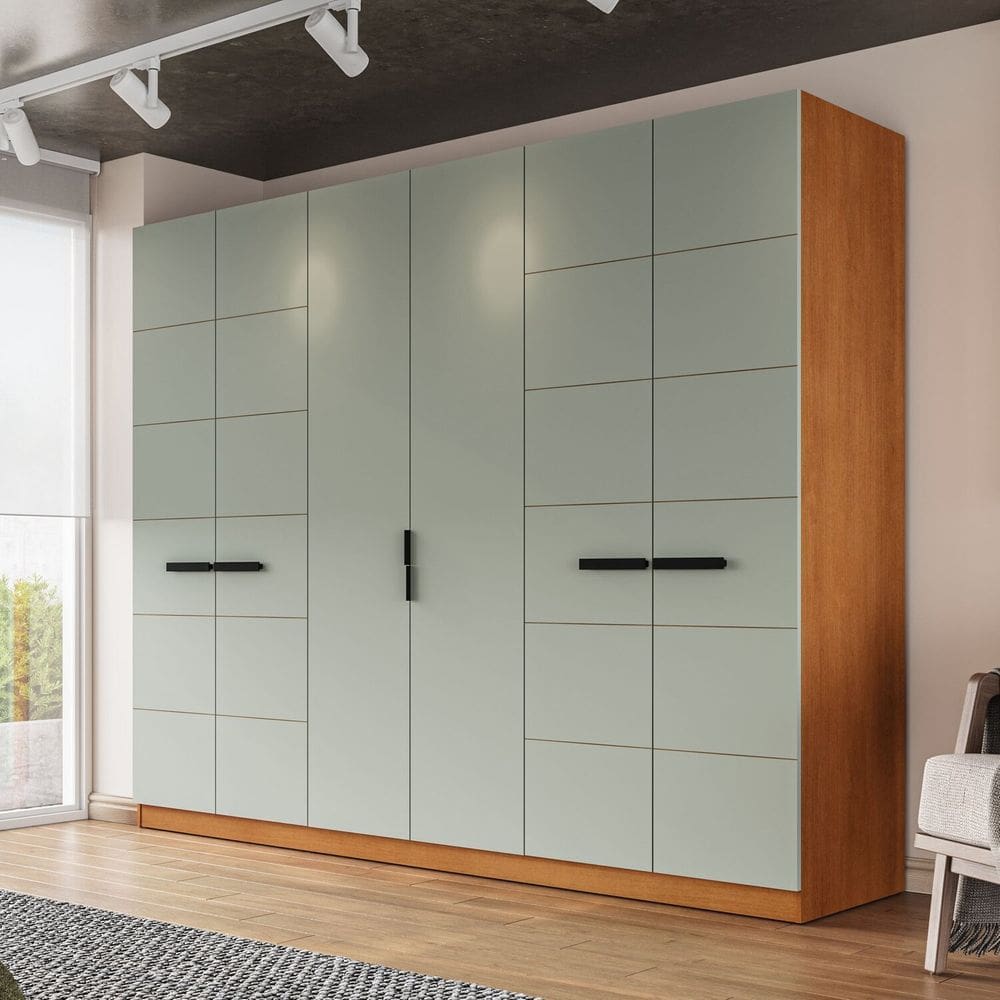Guarda Roupa 6 Portas 4 Gavetas Lisboa Freijó/Verde