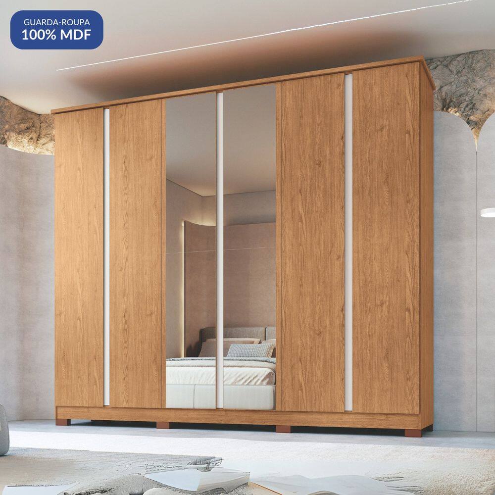 Guarda Roupa 6 Portas 4 Gavetas Zeus Cedro