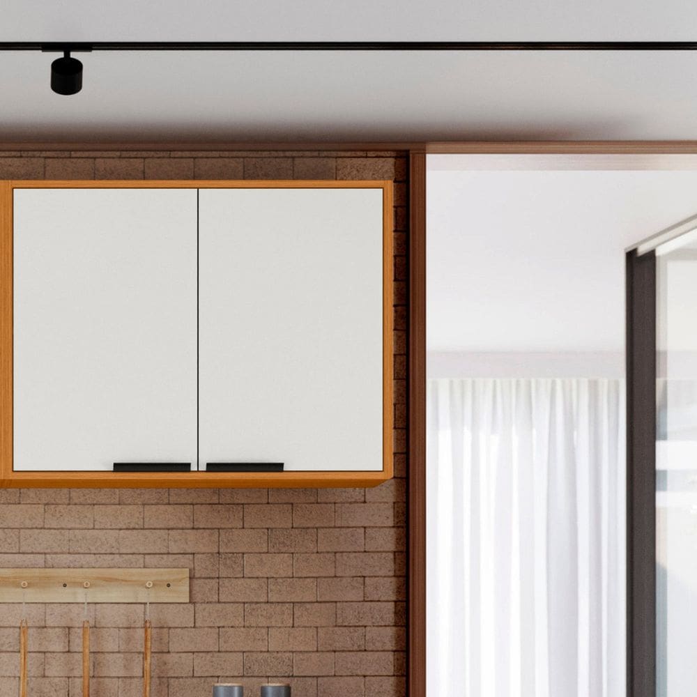 Armário Aéreo 80cm 02 Portas Ravena Freijo/Off Acetinado