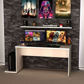 Mesa Gamer Escrivaninha 140x60 Cm Office Branco