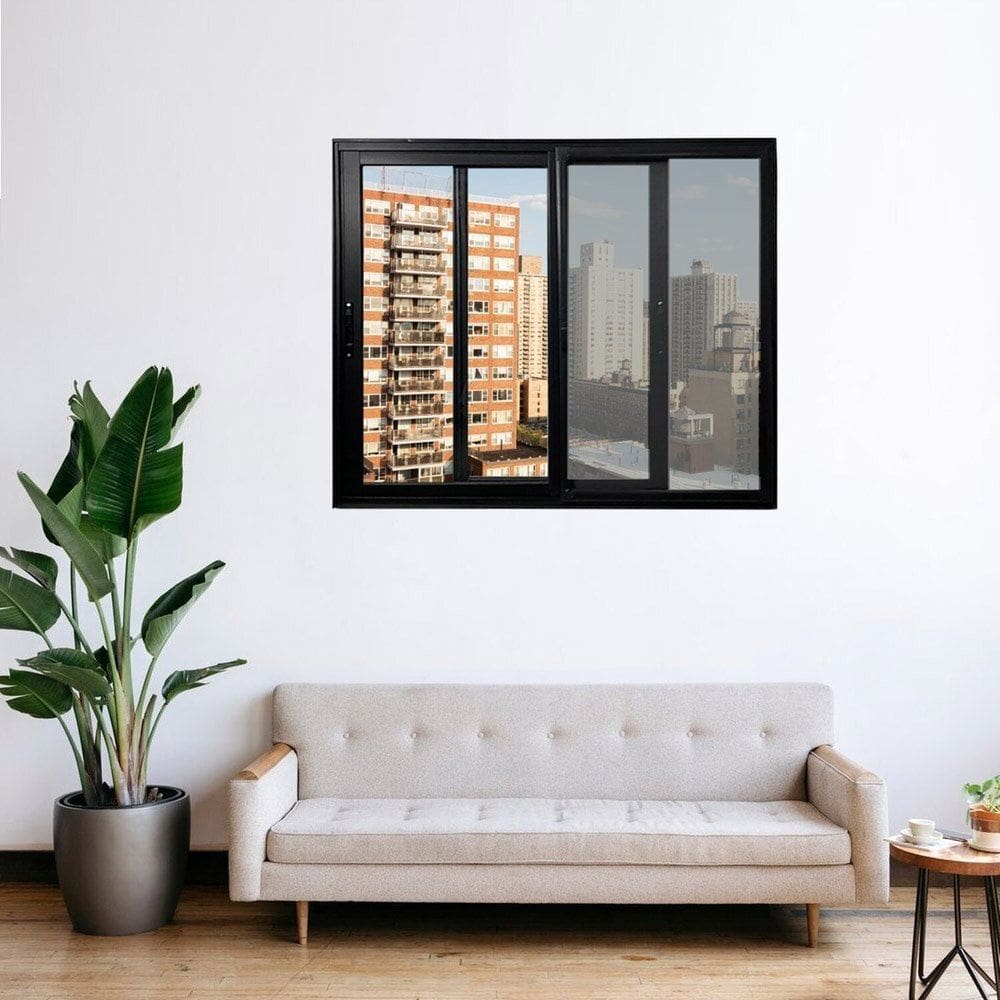 Janela Vitro 2 Folhas Móveis com Tela Mosqueteira Alumínio 100x150 cm Linha 25 Preto