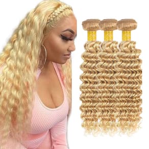 Pacotes de cabelo Poirewa P27/613 Highlight Blonde Deep Wave