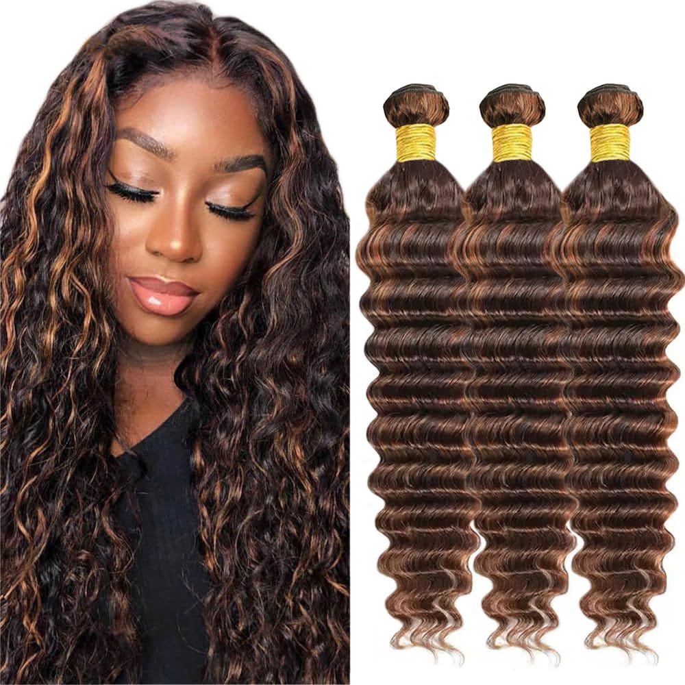 Pacotes de cabelo ZevPiul Chocolate Brown Deep Wave 30cm-40cm