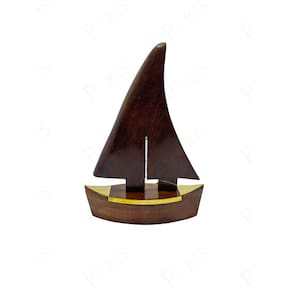 Peça Decorativa Barco em Madeira e Metal Dourado 25cm 15565-PL