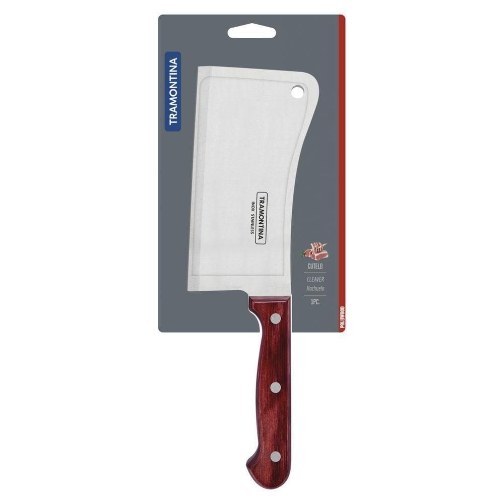 Cutelo Tramontina Polywood Com Lamina Em Aço Inox E Cabo De Madeira Vermelho 6"