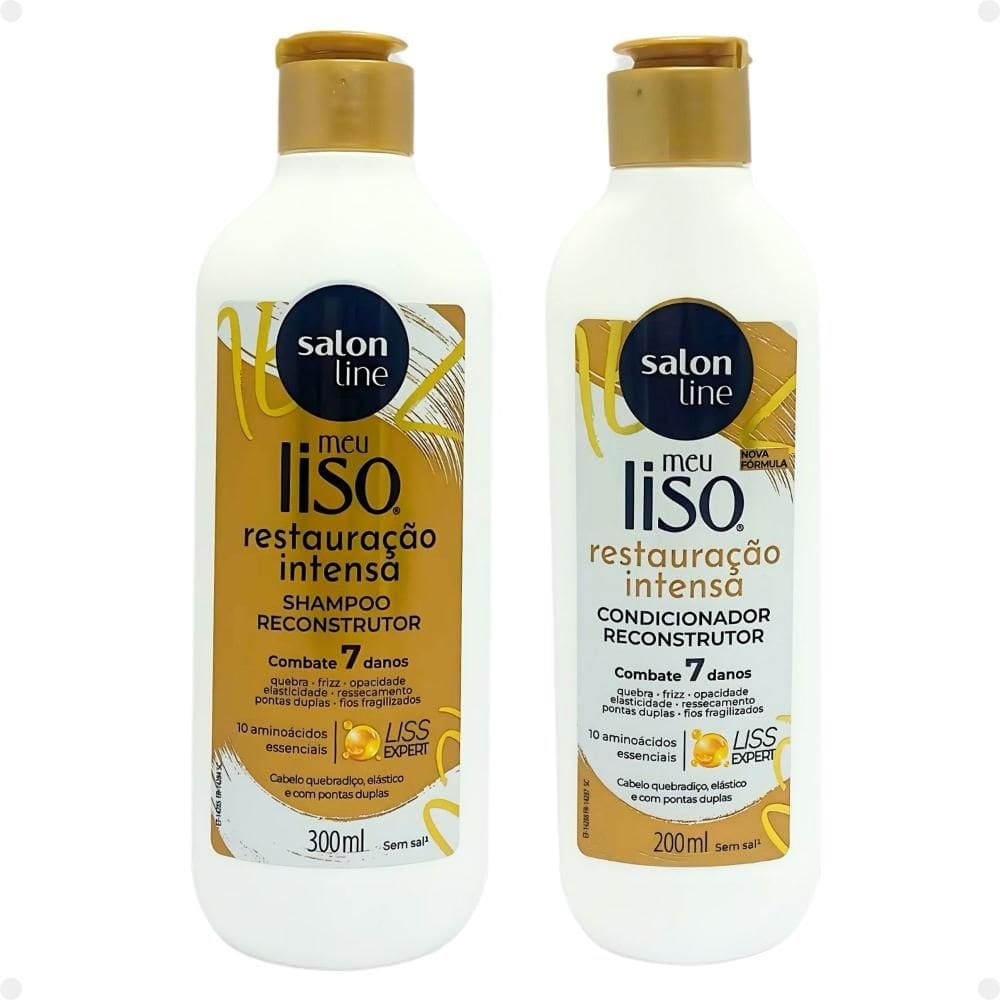 Kit Salon Line Meu Liso: Shampoo 300ml e Condicionador 200ml Restauração Intensa