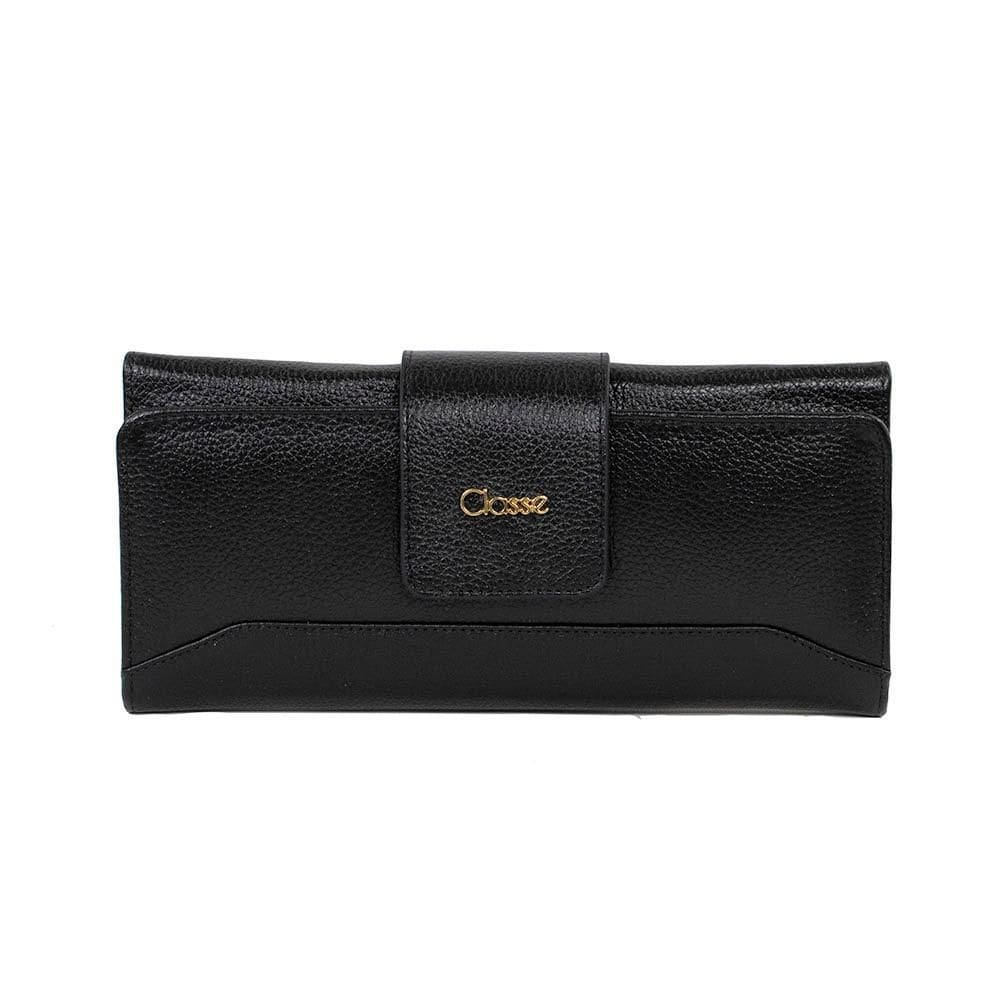 Carteira Classe Couro Grande Feminina 356-2 Cb14 Preta