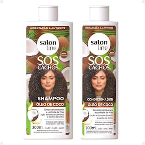 Kit Salon Line SOS Cachos: Shampoo 300ml e Condicionador 200ml Óleo de Coco