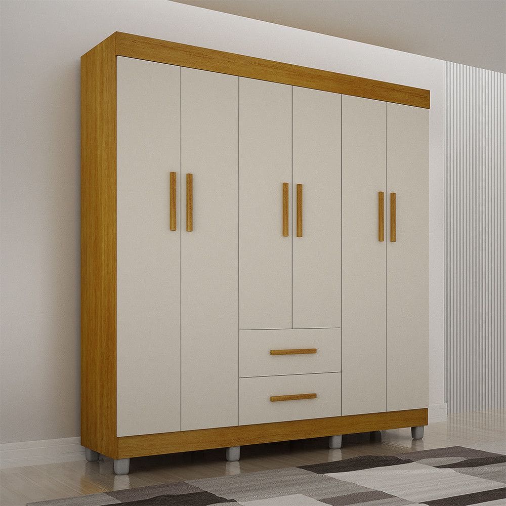 Guarda-Roupa Pérola Solteiro 6 portas 2 Gavetas Mobilihouse