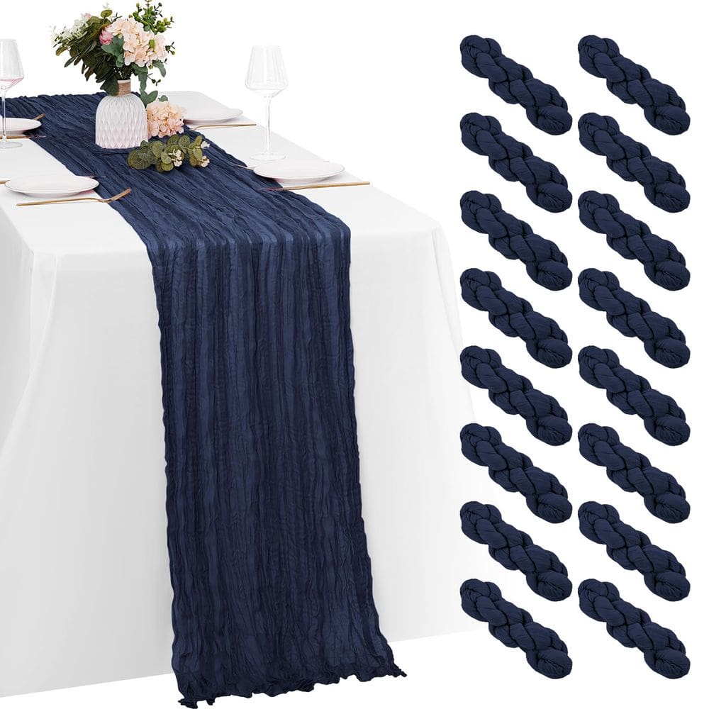 Pano de algodão azul marinho Yorcari Table Runners 20x120 cm (pacote com 16)
