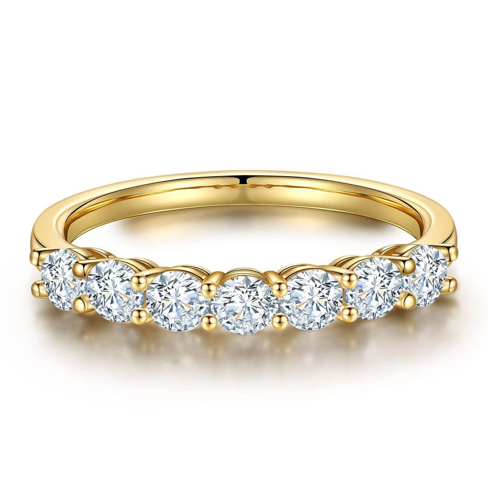 Banda de aniversário MOOSEA Moissanite 7 Stone preenchida com ouro 18K