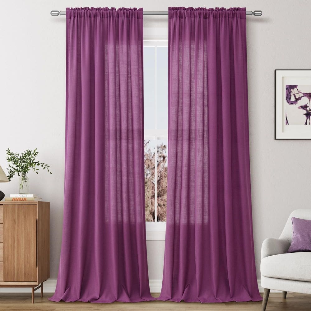 Cortinas Guken Purple Linen 260x260cm para sala de estar e quarto