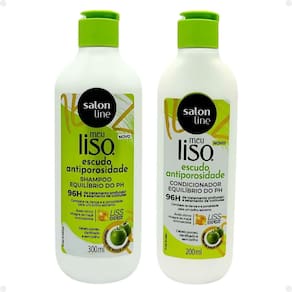 Kit Salon Line Meu Liso Escudo Antiporosidade: Shampoo 300ml e Condicionador 200ml Equilíbrio do PH