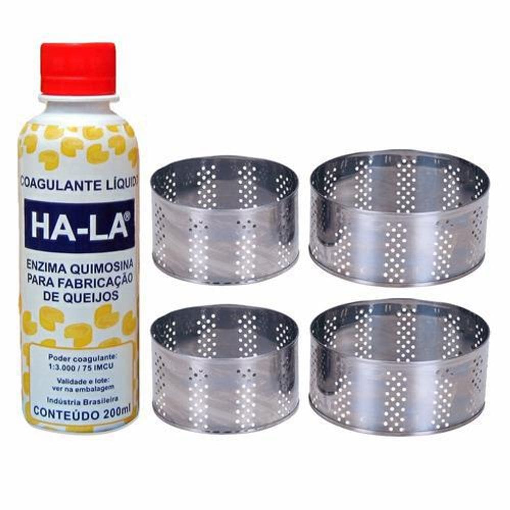 Kit 1 Coalho Ha-La 200Ml + 4 Formas Inox 500G 1Kg 2 De Cada
