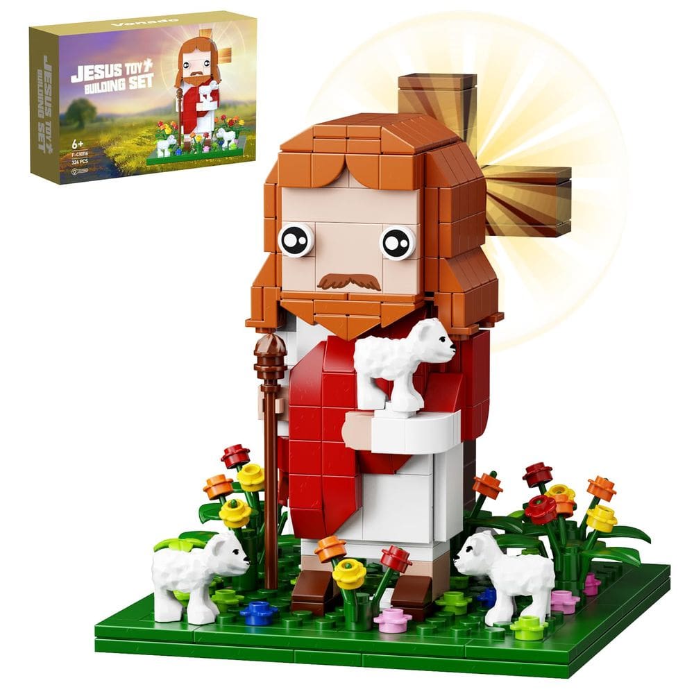 Conjunto de blocos de construção VONADO Jesus The Shepherd God 324 unidades