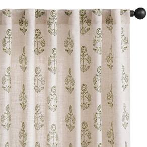 Cortinas jinchan Linen Floral, 24 cm de comprimento, verde, sala de estar