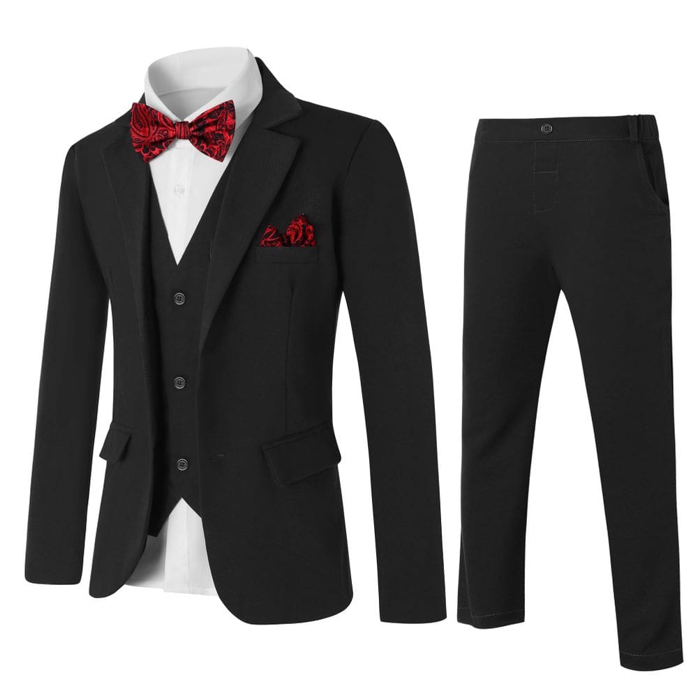 Suit Disaur Boys Black Slim Fit, 6 peças de 8 a 9 anos