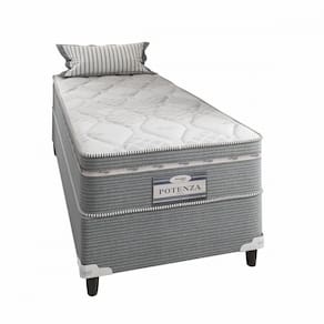 Cama Box Solteiro (Box + Colchão) de Molas Potenza 88x188x70cm com Pillow Euro Portobel