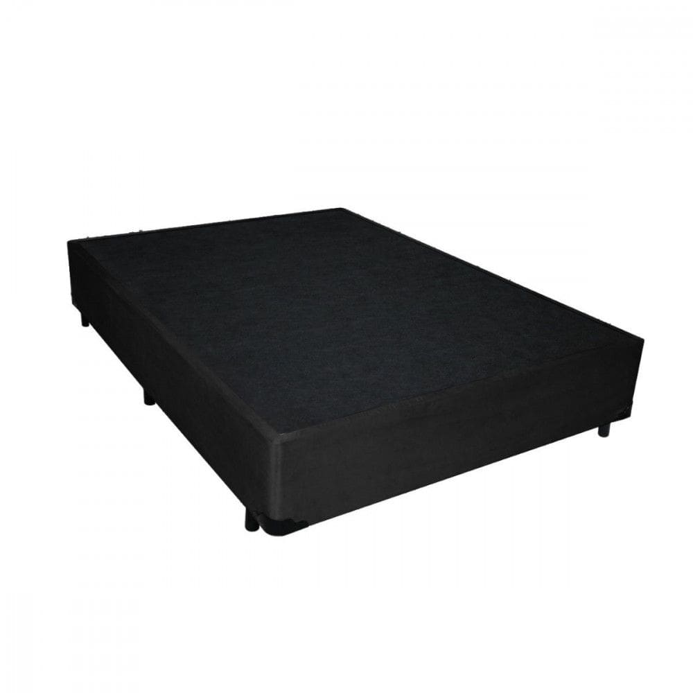 Cama Box Casal 138x188x25cm Corino Preto Com Pés Dancar