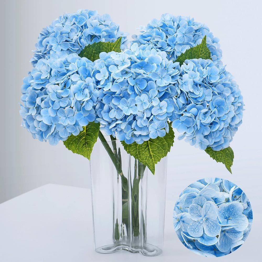 Flores artificiais Waipfaru 21 Real Touch Blue Hydrangea