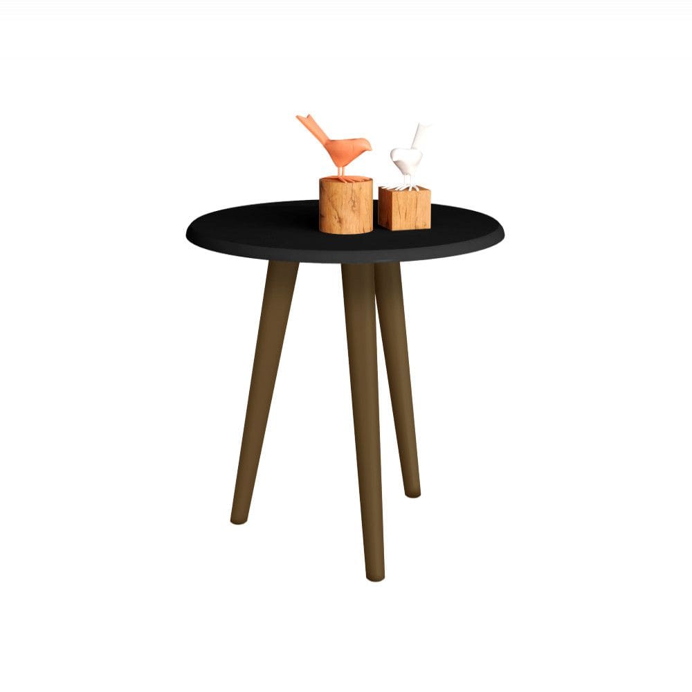 Mesa Lateral Retrô Com Tampo MDF Brilhante Preto Fosco Bechara