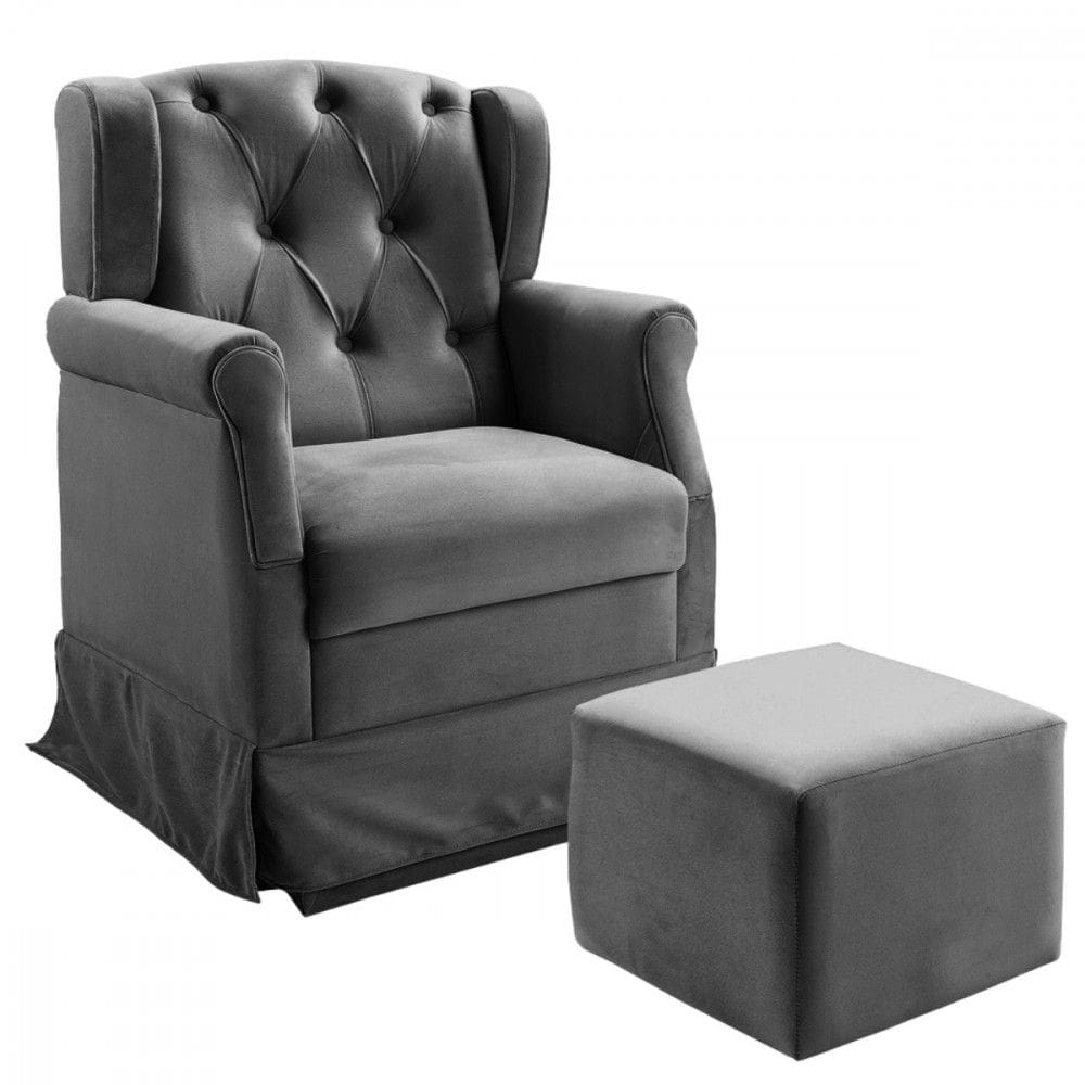 Poltrona De Amamentação Balanço Ternura Puff Suede