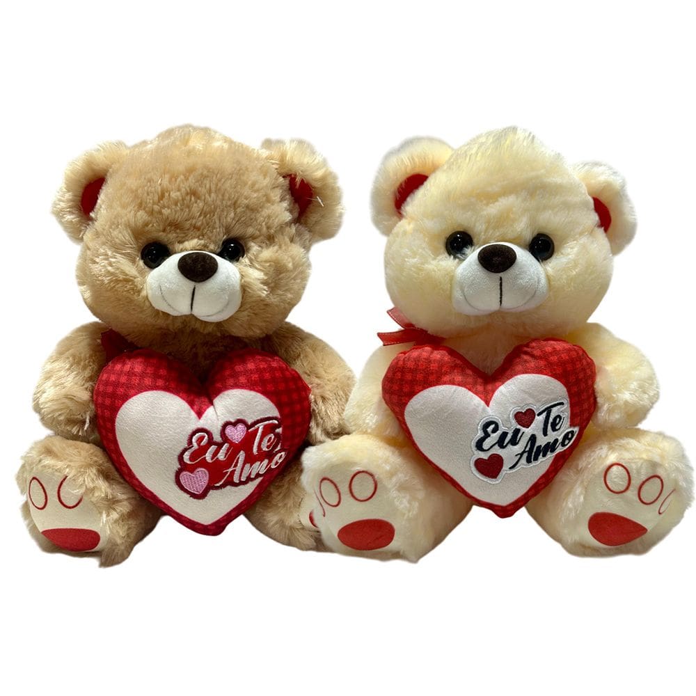 Urso De Pelucia Coracao Eu Te Amo Presente Romantico Fofo - 31cm