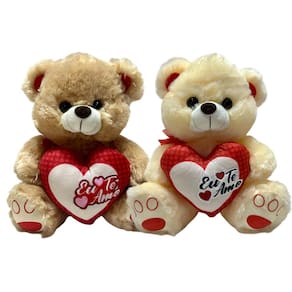 Urso De Pelucia Coracao Eu Te Amo Presente Romantico Fofo - 31cm