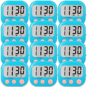 Temporizadores de cozinha AOUCE Digital, pacote com 12, com anel alto, azul
