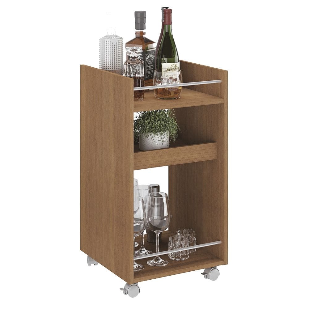 Carrinho Bar 3 Prateleiras E Rodizios 74X40 cm 4628 Cinamomo ARLY