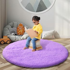 Tapete Area junhejiamei Super Soft Circle para meninas roxo