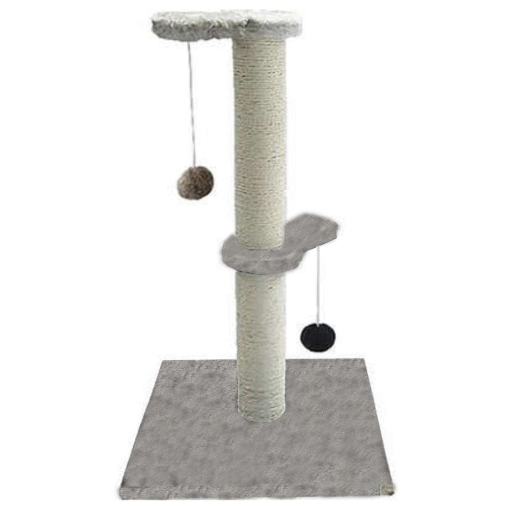 Arranhador P/ Gatos Poste C/ Brinquedo Duplo Exclusivo Cinza