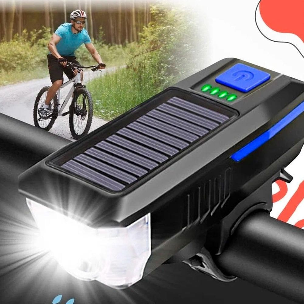 Lanterna Para Bike Led T6 Solar E Usb