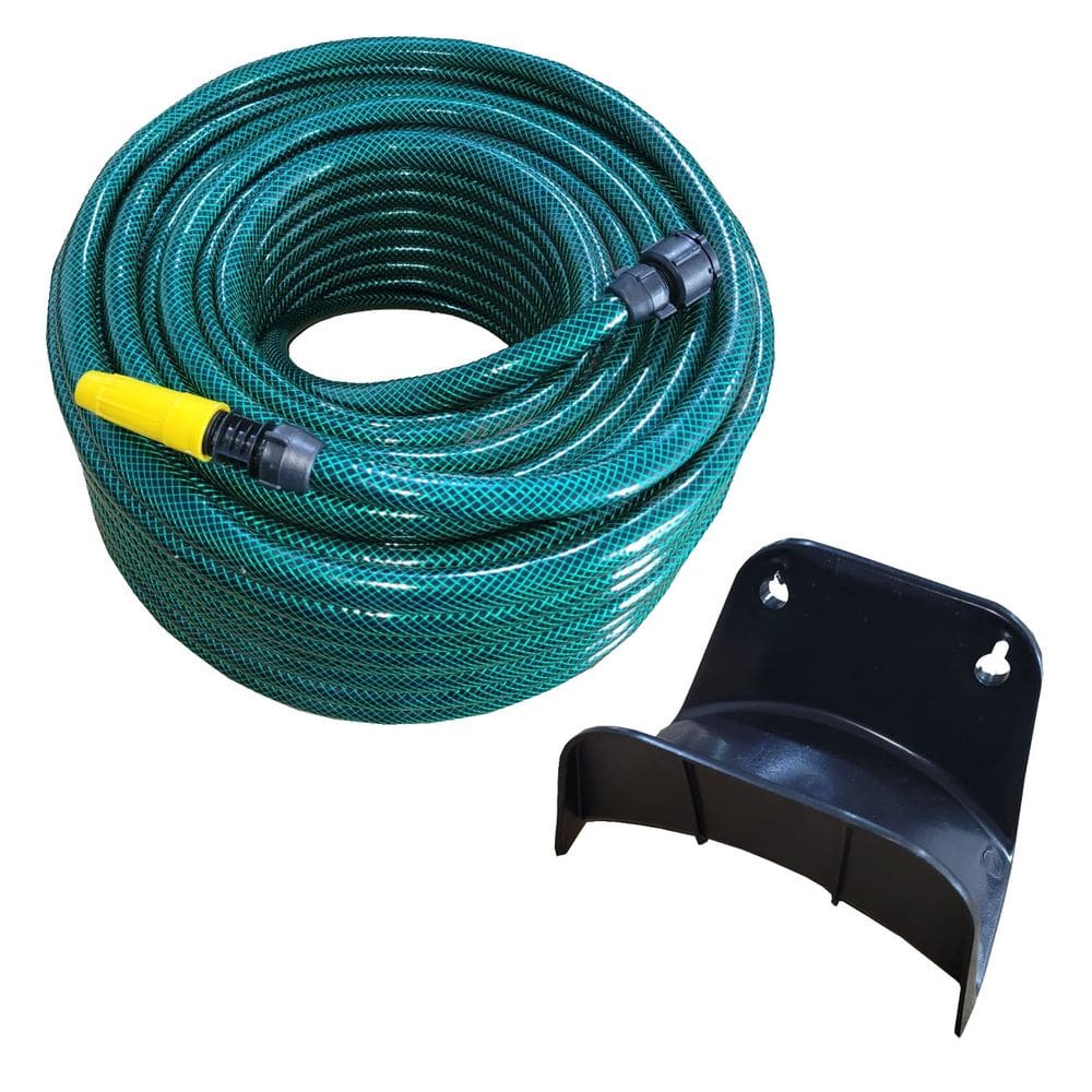 Kit Mangueira Trançada 1/2 Jardim c/ Esguicho e Suporte