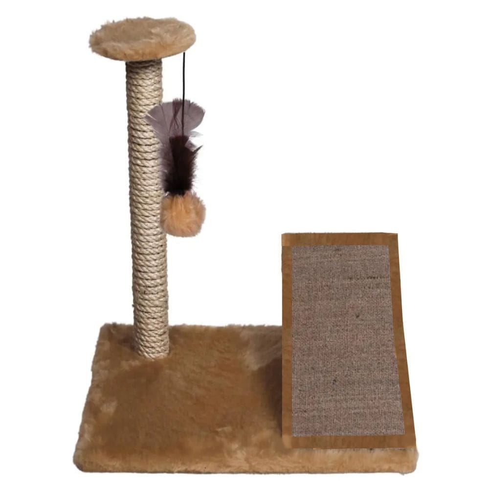 Arranhador Gatos Poste Com Rampa E Brinquedo Exclusivo Bege