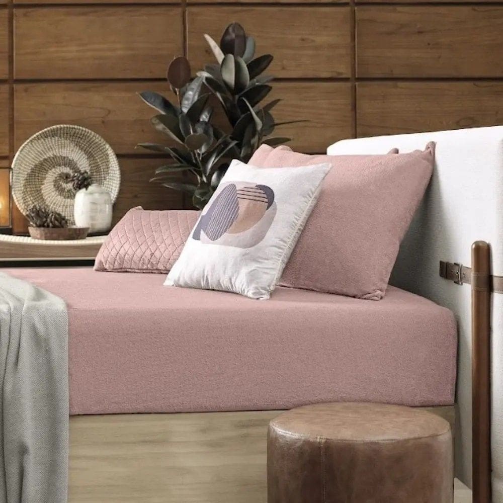Lençol De Pelinho Com Elástico Plush Inove King 193x203x38cm - Rosa Tule