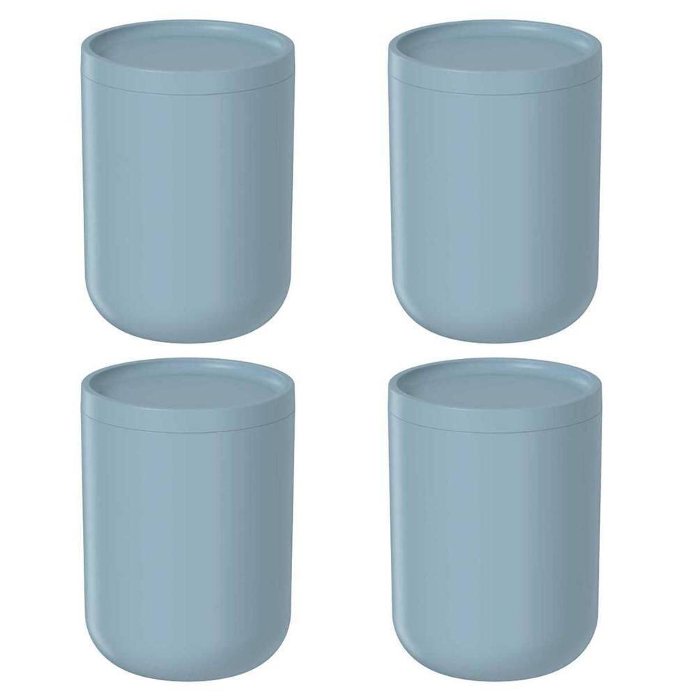 4X Porta Algodão Cotonete Banheiro Ou Bold Azul Com Tampa