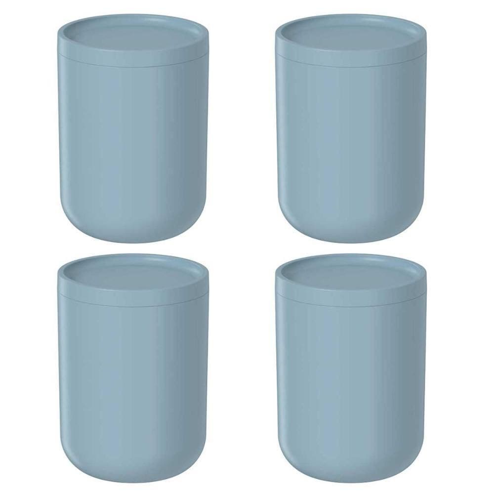 4X Porta Algodão Cotonete Banheiro Ou Bold Azul Com Tampa