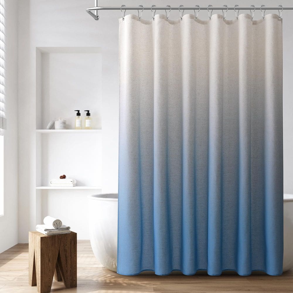 Cortina de chuveiro Naturoom Linen Rustic Boho Farmhouse Blue