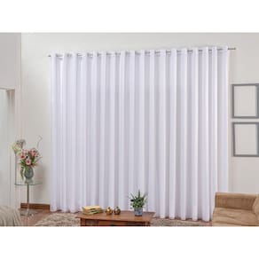 Cortina De Varão Voil Branco 4,00X2,30 Com Forro Microfibra