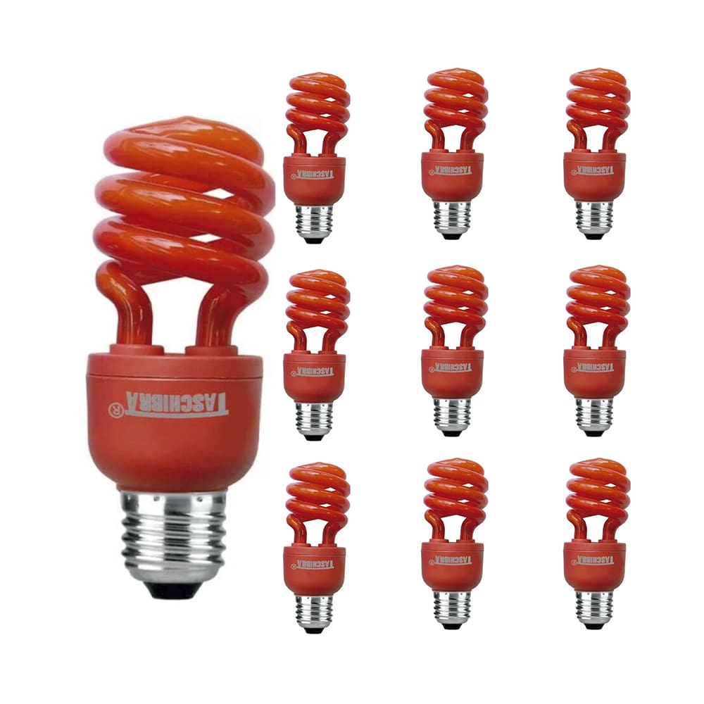 Kit 10 Lâmpadas Eletrônica Taschibra Espiral 26W E27 Colorida 220V Vermelha