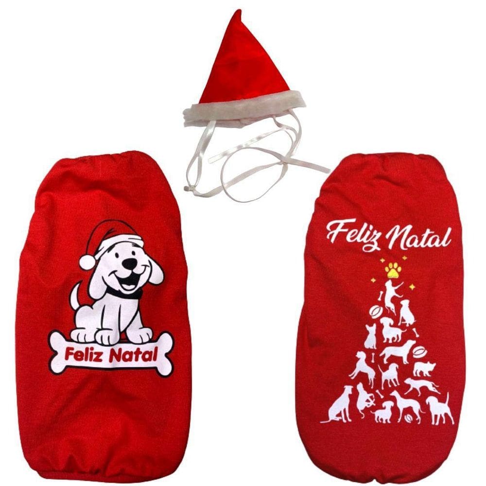 Kit 2 Camisetas E 1 Gorrinho De Natal - P