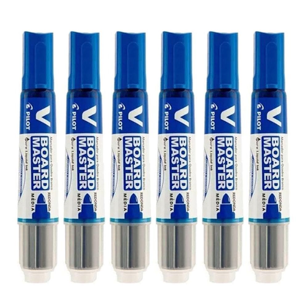 Pincel para Quadro Branco Recarregável Board Master Azul 6 Unidades - Pilot