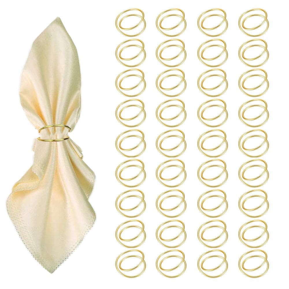 Anéis de guardanapo FORESRUM Gold Metal Spiral 36 unidades