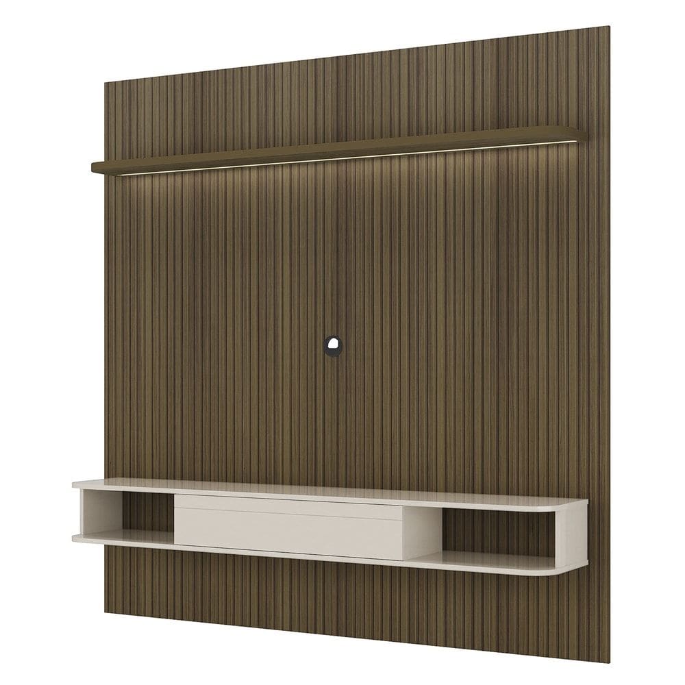 Painel Suspenso TV 75 Pol 183 cm 4585 Pinho Ripado Off White ARLY
