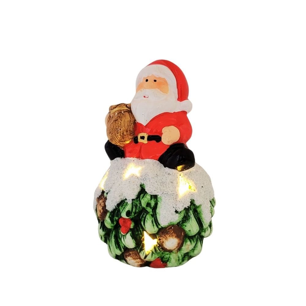 Papai Noel Decorativo Resina Iluminada LED 14cm - Nataluz