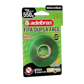 Fita Dupla Face Massa Adesiva Transparente Multiuso 12mm x 2m - Adelbras