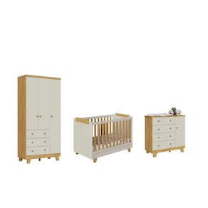 Quarto Completo Bebe Moveis Peroba Pingo Berço 4x1 MDF Ls