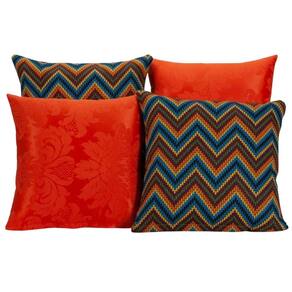 Kit 4 Almofadas Decorativas Para Sofá Vermelho Listrado