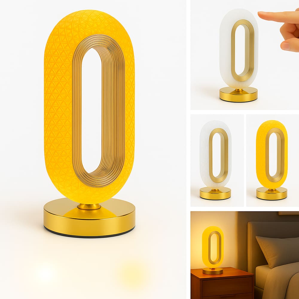 Luminária de Mesa Abajur Decorativo Efeito Cristal Dourado Touch 3 Tons Bateria Recarregável